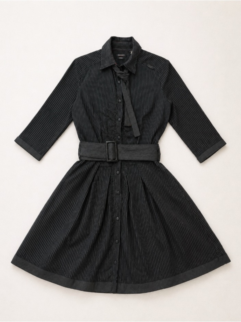 Miss Sixty Black Belted Fit & Flare Shirt Dress Size 4